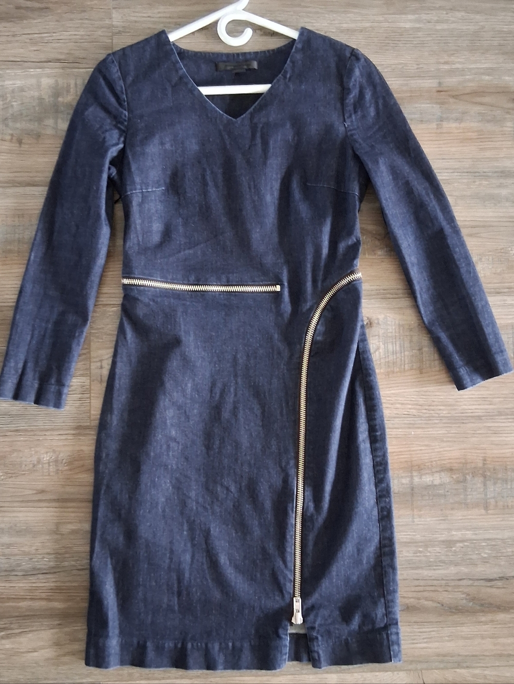 Alexander Wang Zipper Stretch Denim Dress Size 6 Small Decent Used Condition